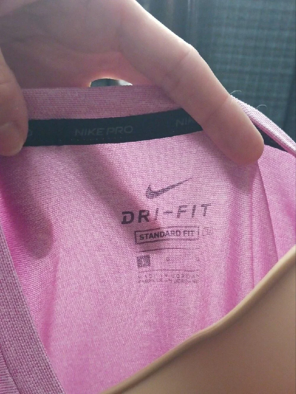 Nike Pink Short Sleeve Tee with Black Striped Swoosh - Picture 2 of 3